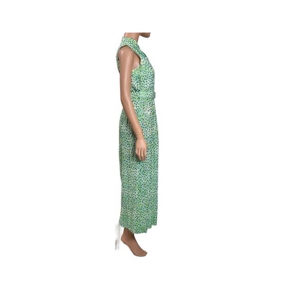 60s Anne Fogarty Green Polka Dot Sequin Accents Fit & Flare Junior Dress Sz XS - Picture 6 of 10